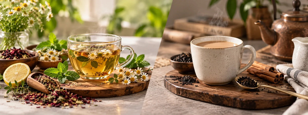 Herbal and regular tea comparison