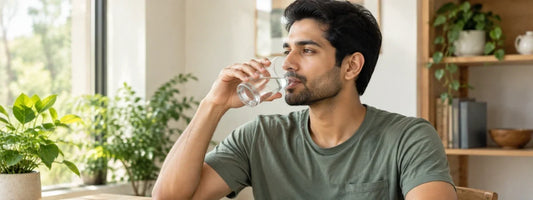 man drinking water