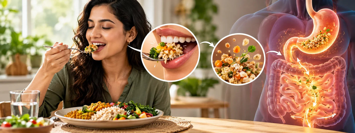 a person eating food rapidly