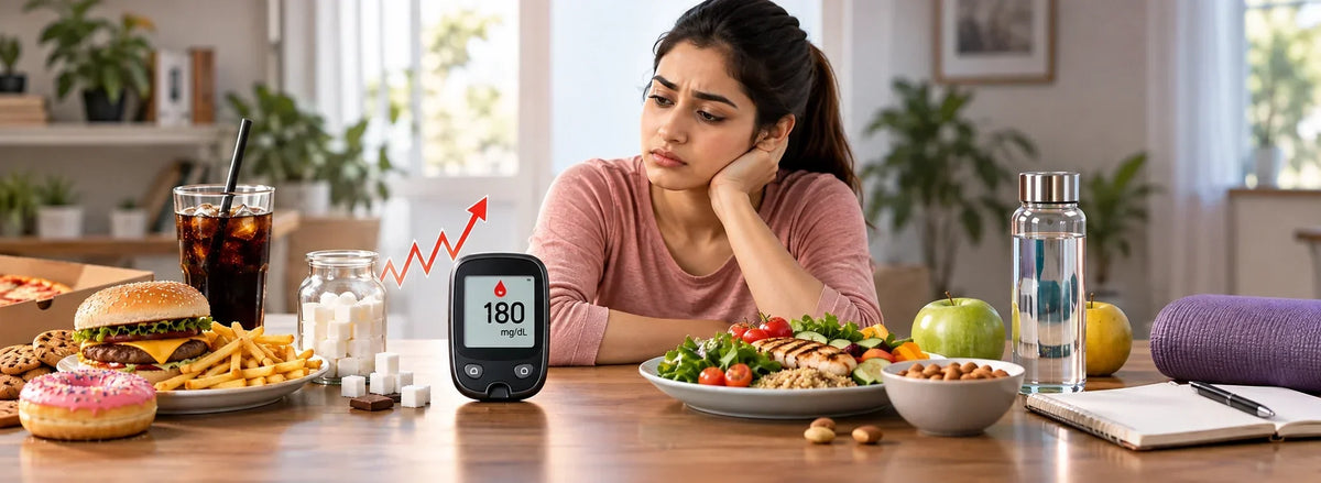 Representative image of woman sitting with food on table