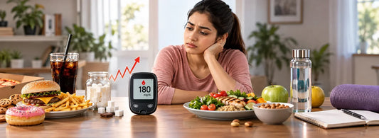 Representative image of woman sitting with food on table