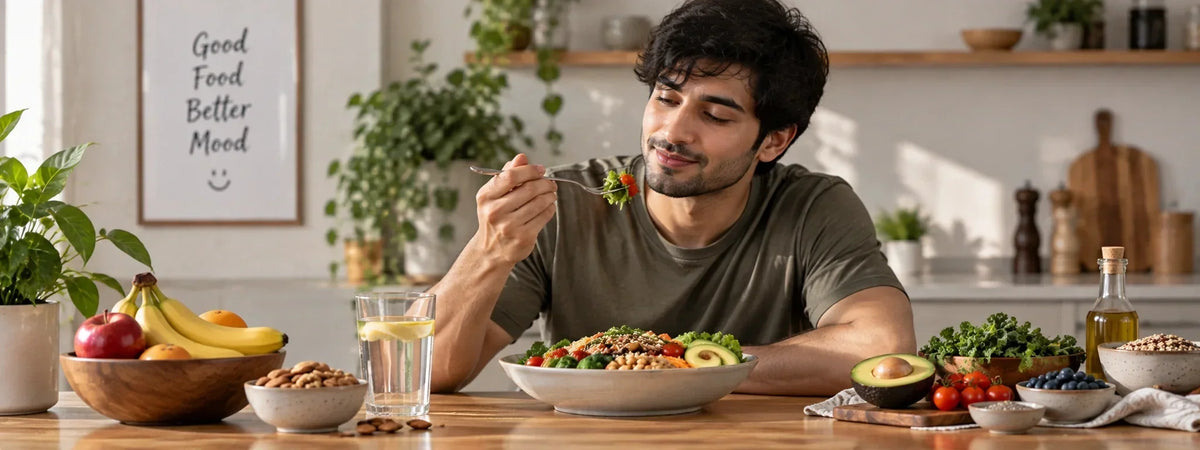 a person having nutrients rich food 