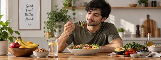 a person having nutrients rich food 
