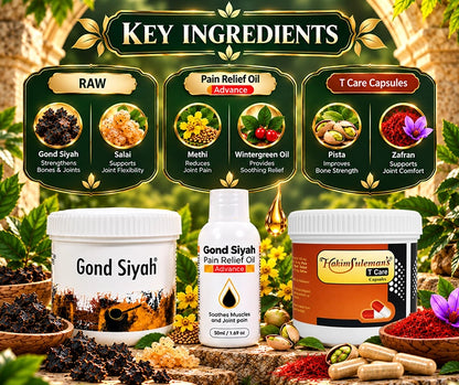 Complete Joint Care Combo Raw Gond Siyah Pain Relief Oil T Care